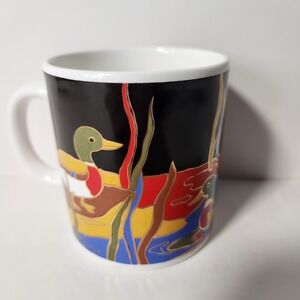 KIG Indonesia Mallard Duck Coffee Mug Abstract Stained Glass Style‎ Wildlife Art